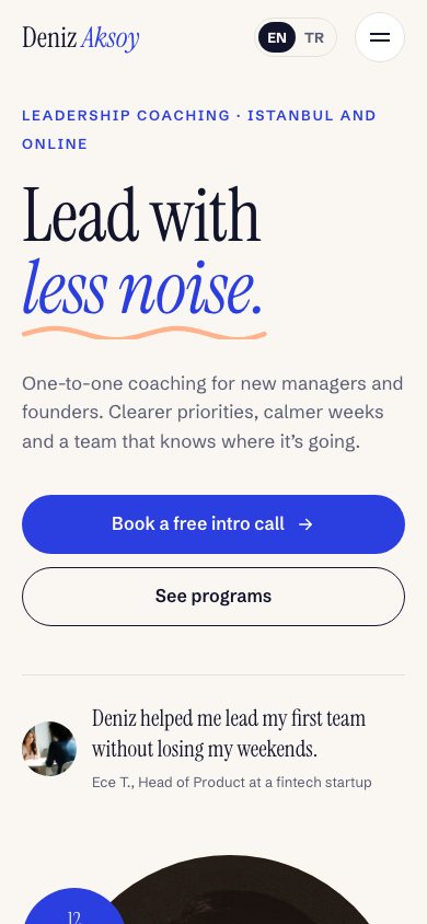 Deniz Aksoy sample website on a phone