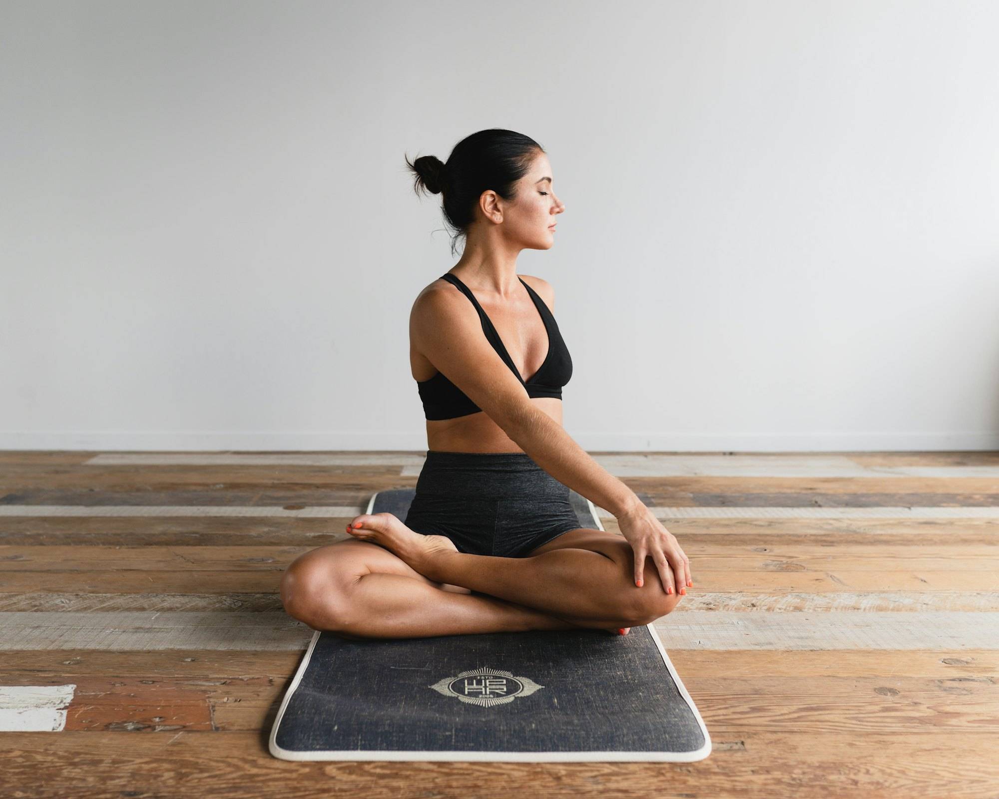 Stretching on the mat
